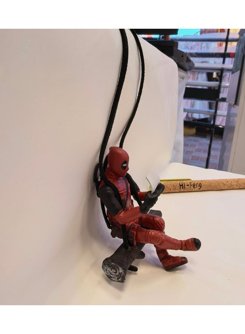 ديدبول قلادة سيارة ديدبول، زينة لمرآة الرؤية الخلفية، إكسسوار معلق لمرآة الرؤية الخلفية، ديكور معلق ممتع للمكتب والمنزل، ديكور منظر طبيعي مصغر، هدية عيد ميلاد رومانسية - Image 1